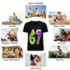 Cute Number 67 Cake Print Casual Short Sleeve Top For Adults Kids Pure Cotton T-shirt