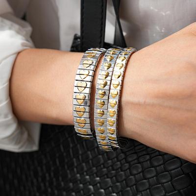 Stainless Steel Heart Patchwork Bracelet - Simple, Versatile, Fashionable Design