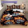 3pcs Bedding Set Flaming Skulls Includes 1 Comforter + 2 Pillowcases, Without Pillow Inserts, Soft Comfortable, Lightweight Breathable136