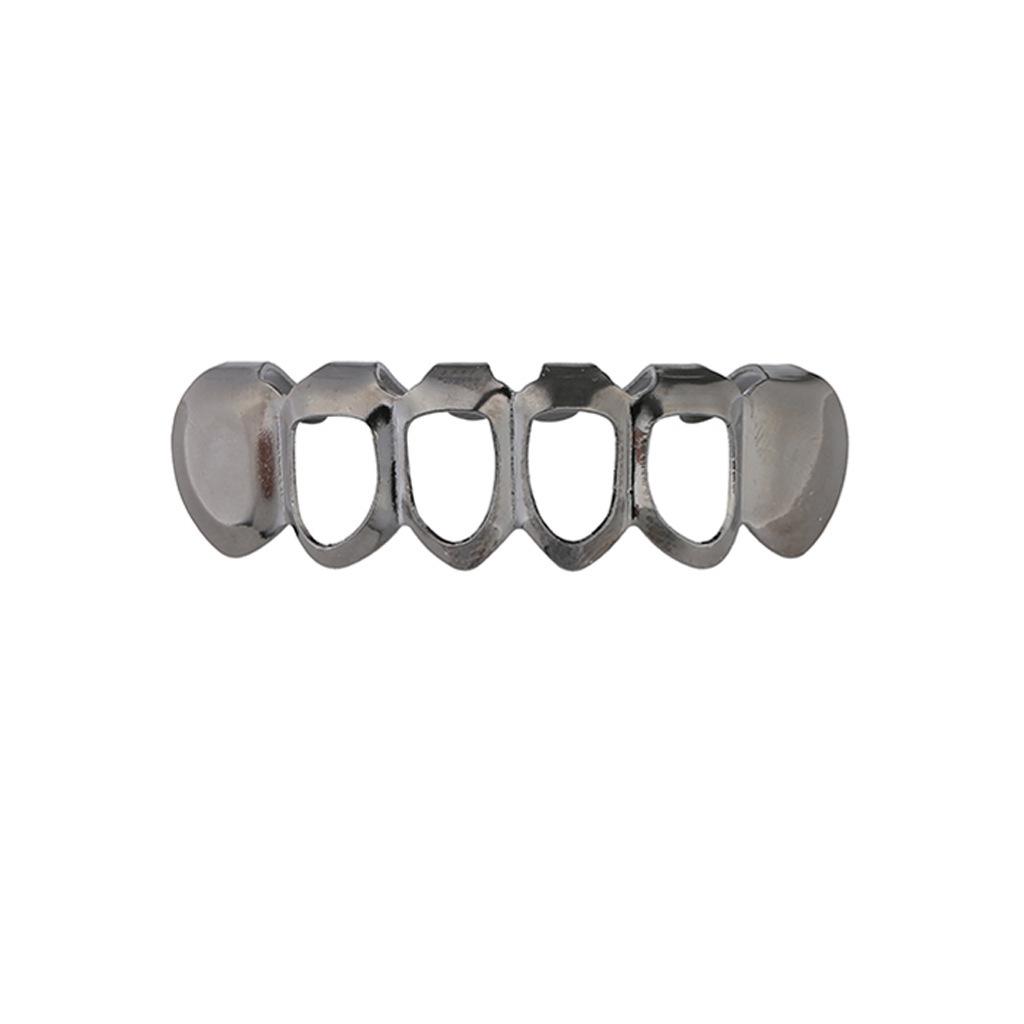 Cross-Border Trend: Gold Plated Hollow Six-Tooth Flat Fake Teeth for Halloween Costume & Hip Hop Grillz