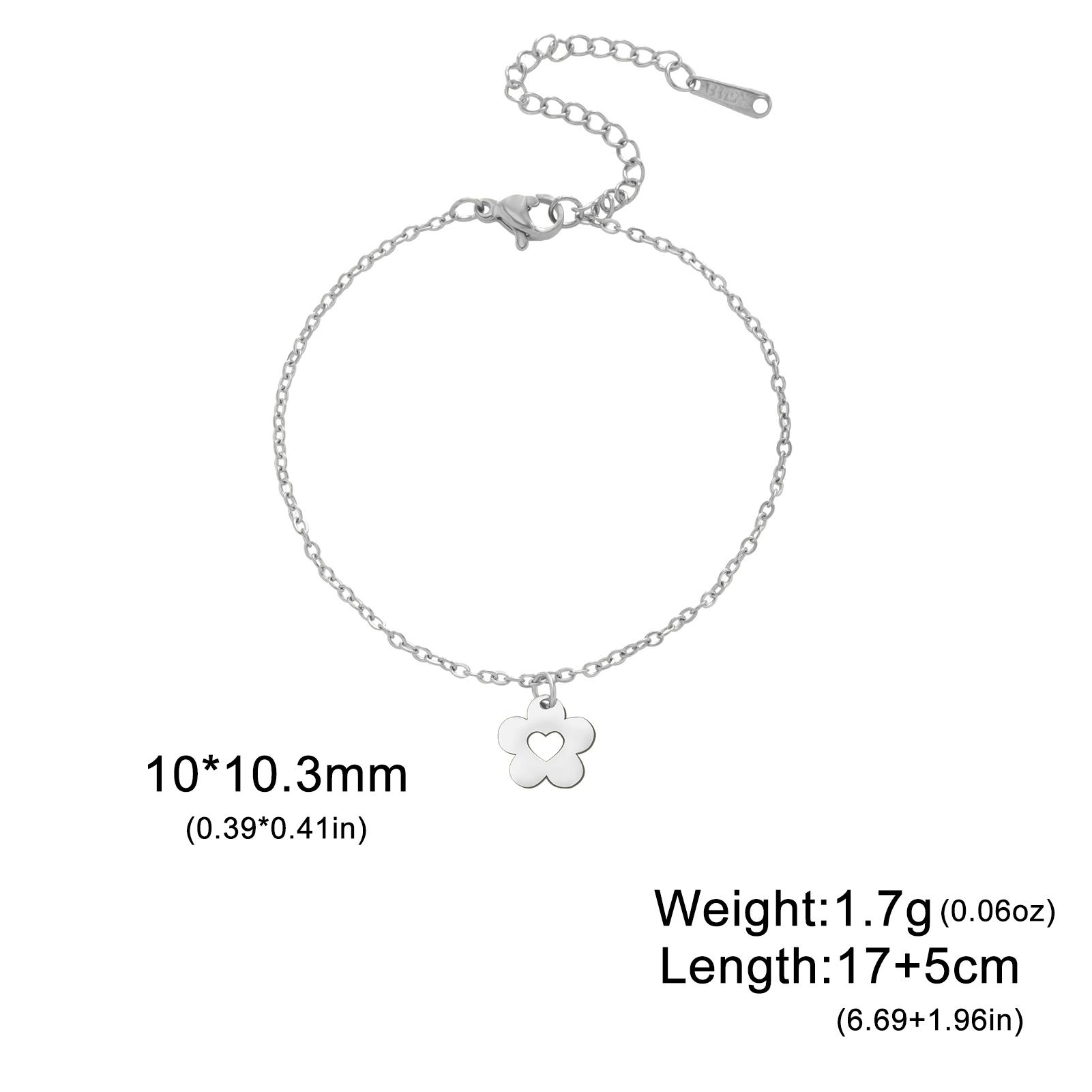 

Teamer Adjustable Flower Heart Bracelet Stainless Steel Minimalist Jewelry for Women Girls Gold Color Lucky Charm Birthday Gift