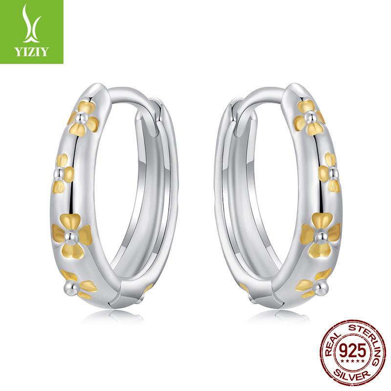 S925 Sterling Silver Earrings Women'S, Personalized High-End Zircon Ring Earrings Jewelry