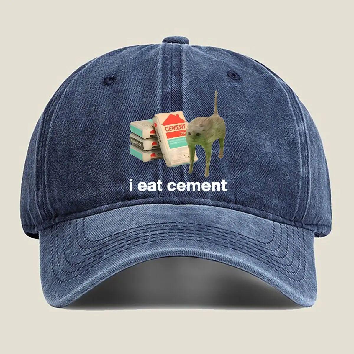

I Eat Cement Humorous Cat and Cement Design Humorous Outdoor Sun Protection Picnic Fishing Cycling Baseball Cap Fashion Adjustable