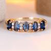 Single Row Blue Crystal Cute Oval Stone Rings For Women Vintage Gold Color Engagement Wedding  Bridal Birthday Gifts