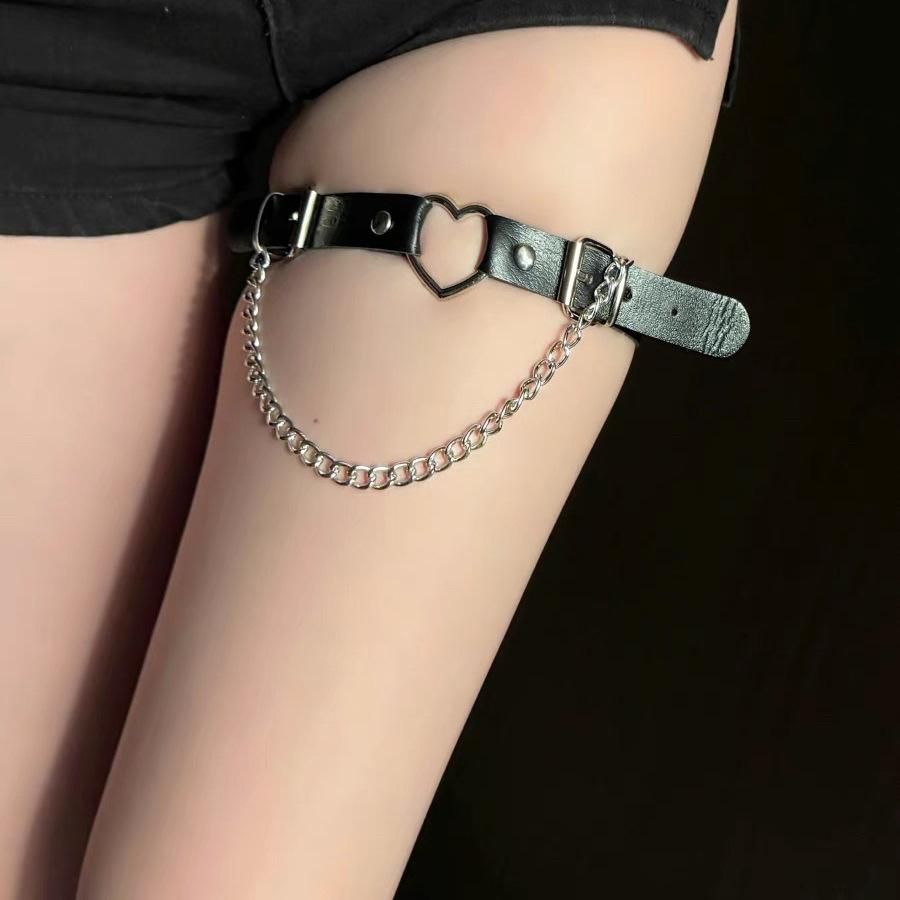 Love Dark Punk Jk Belt Leg Ring Female Sexy Thigh Jewelry Hot Girl Strap Leg Chain Accessories Decoration