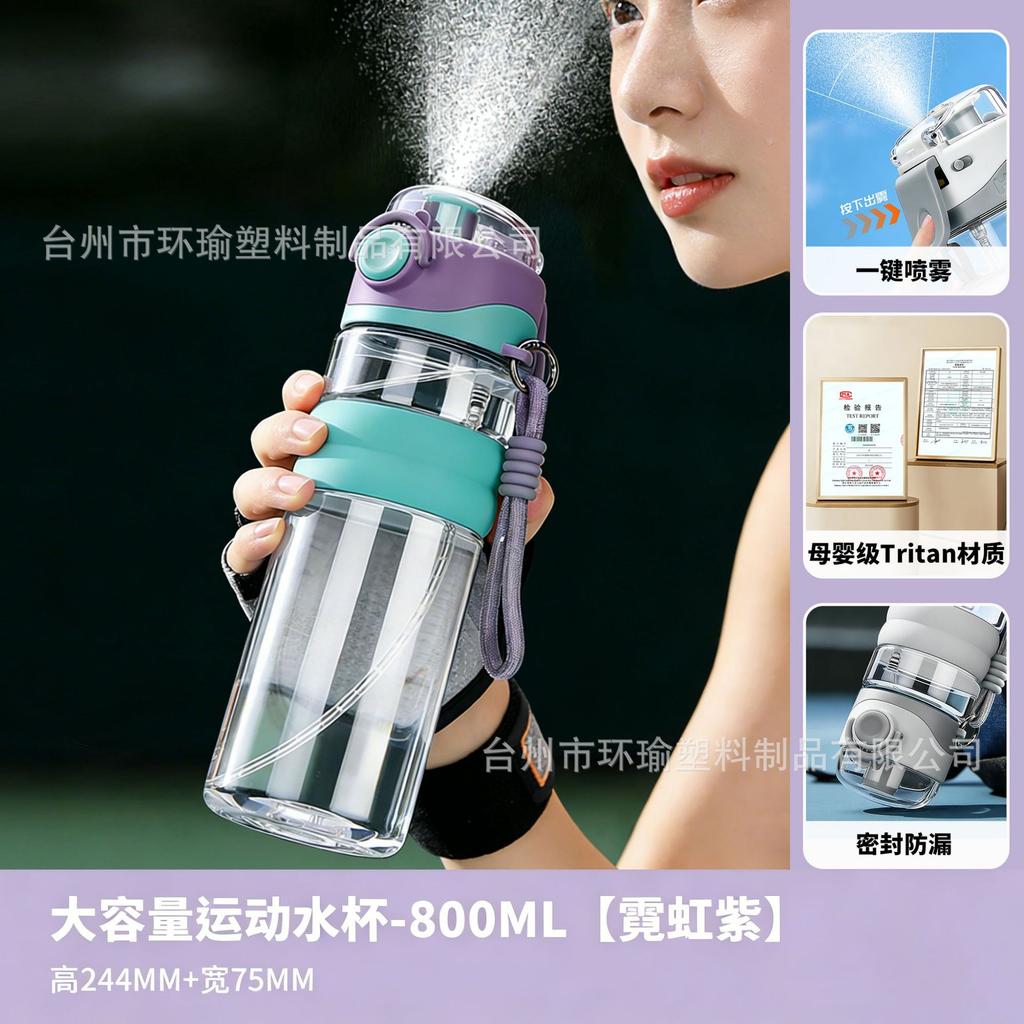 Water Bottle1011 New Summer Boys and Girls Students Tritan Material Direct Drinking Cup Portable Cute Spray Plastic Water Cup