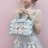 Jan étoile Ita Bag with Heart, Ribbon, and Pearl Design, Feminine Handbag for Women, Large Capacity Shoulder Bag, Transparent School Bag, Clear,