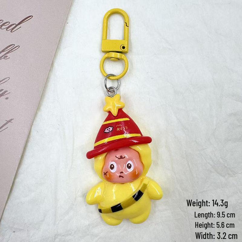 Starman Large Cute Cartoon Keychain Pendant - Creative Backpack Charm Cream Glue Accessory