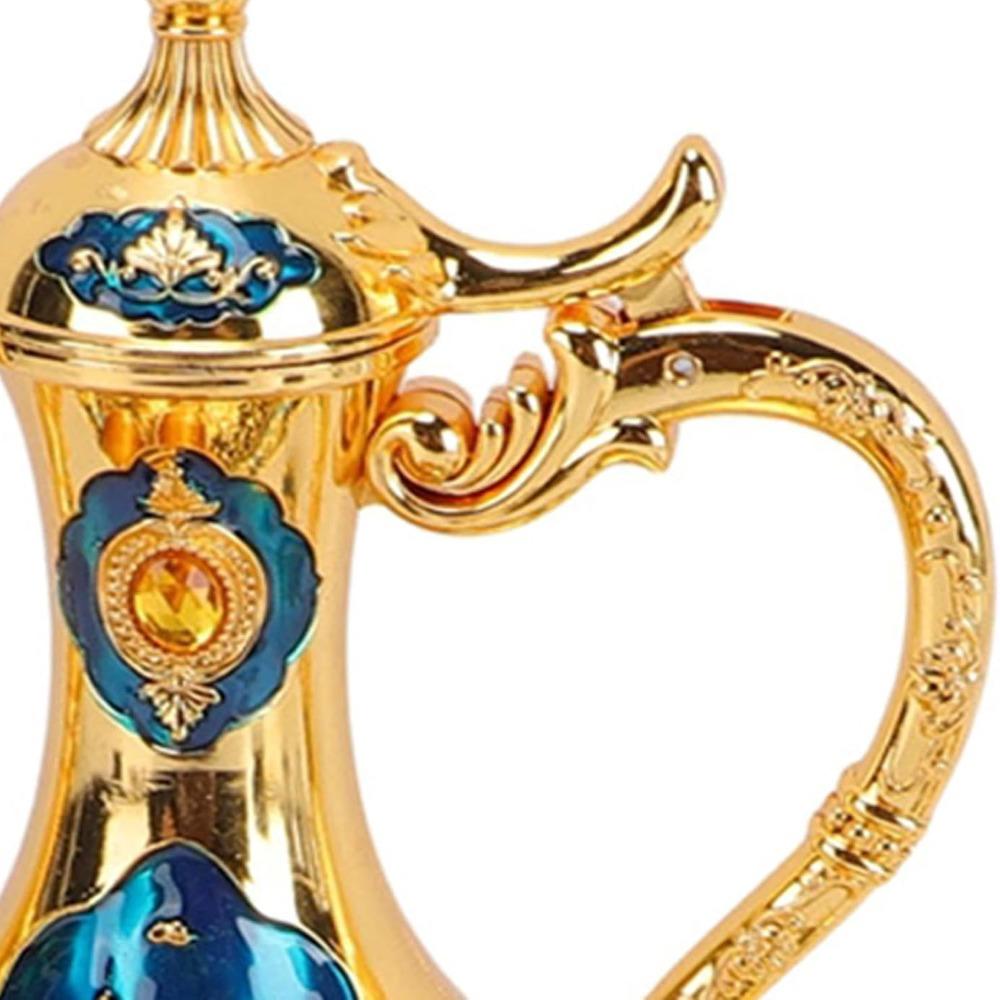 Zinc Alloy Turkish Coffee Pot Set Shiny Crystal Tray Metal Cup Set Wine Server Set Table Decor