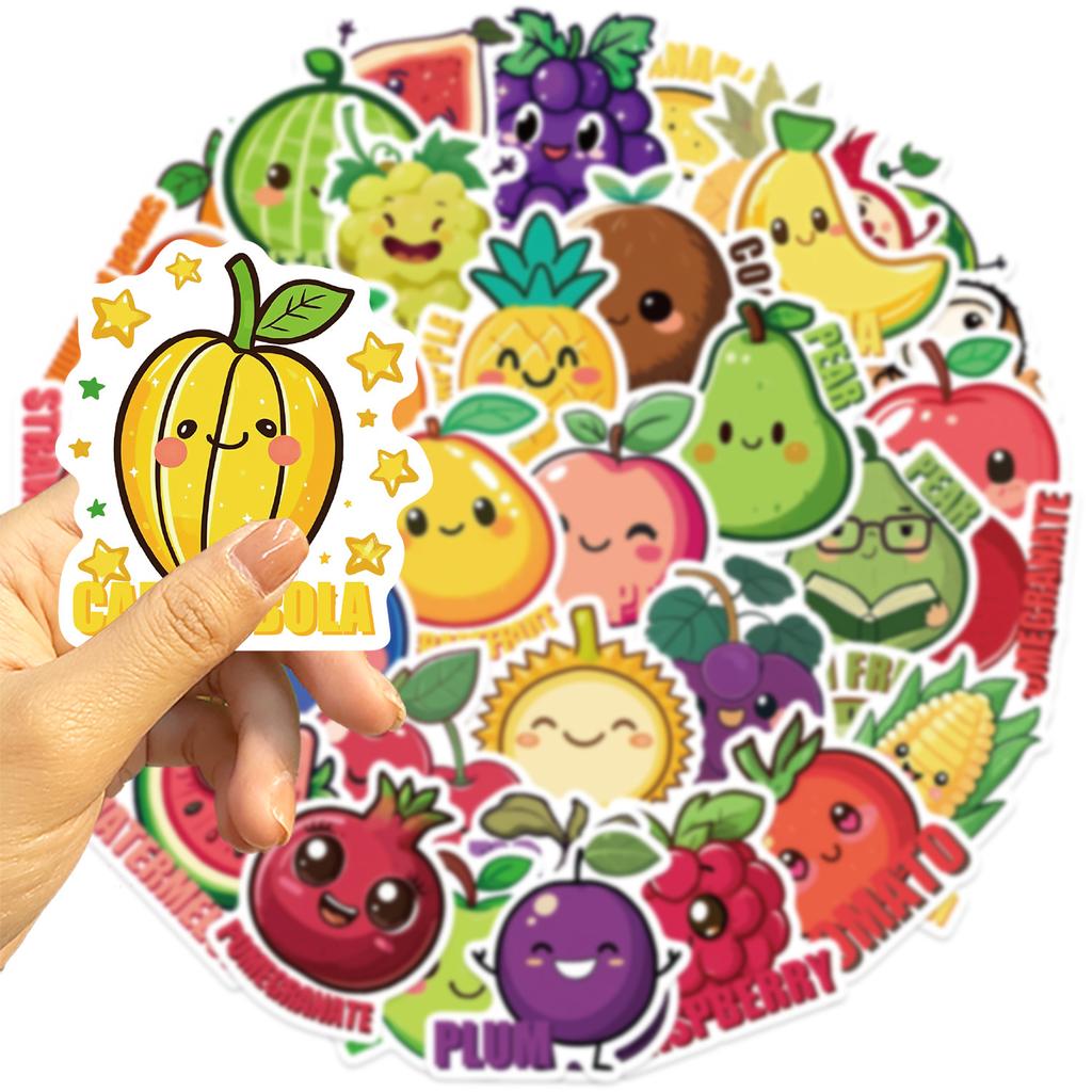 50 Cartoon Cute Fruit Doodle Stickers Decorate Guitar Notebook Suitcase DIY Waterproof