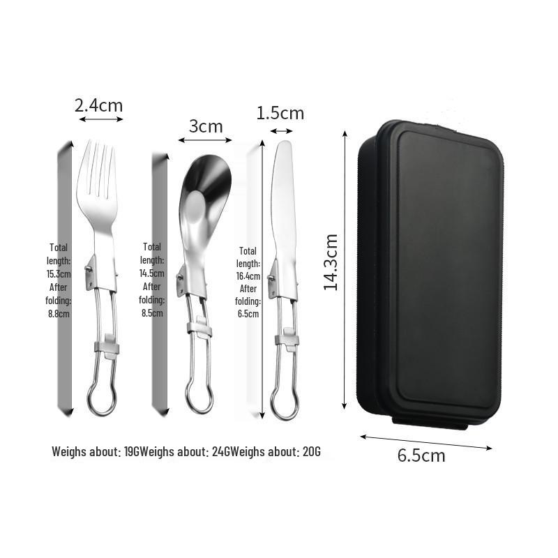 Portable Stainless Steel Camping Cutlery Set: Fork, Spoon, Chopsticks, Folding Yuanbao Spoon, Alloy Fork