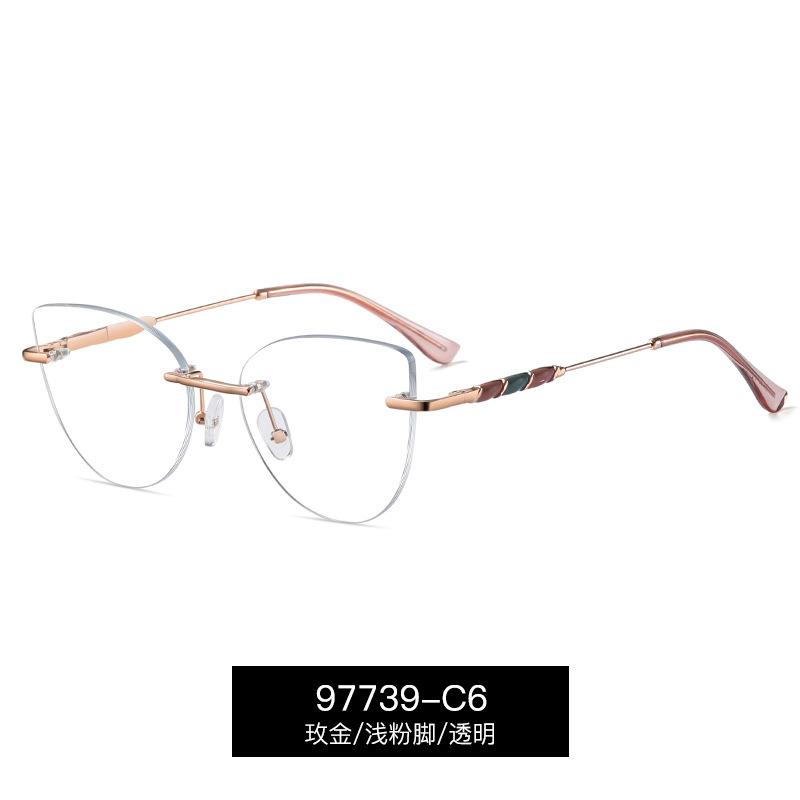 

Cool Rimless Cat Eye Sunglasses Women gentlemen UV400 Anti Blue Light Transparent Frameless Eyewear Ladies Cat Spectacles Metal Frame