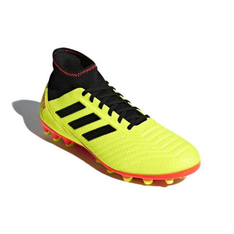 Adidas Predator 18.3 Round Toe Lace-Up AG (Rubber Short Studs) Slip-Resistant Durable Soccer Shoes Men Soccer Shoes Black Yellow BB7748