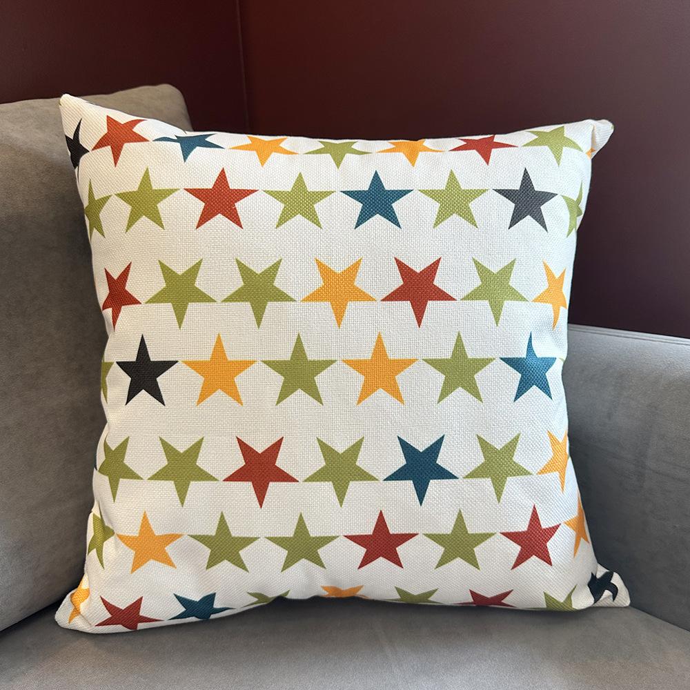 

Geometric Contrasting Linen Pillow Modern Minimalist Style Colorful Linen Pillow Case Sofa Model Room Ornament Backrest 45cm single-sided printed pillowcase
