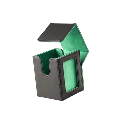 amleso Trading Card Deck Case, PU Leather Storage Box for Trading Cards and Card Decks, Green