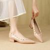 230 new pointed flat-soled single shoes patent leather light mouth thick heel rivets temperament low heel signature women's single shoes women