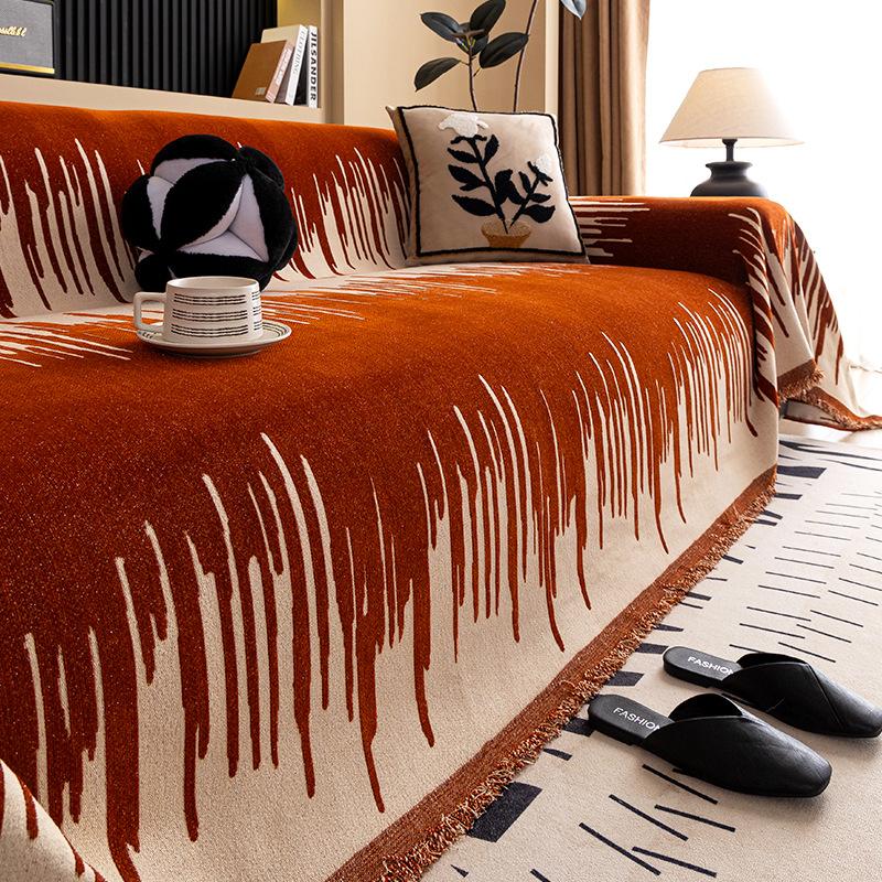 Chenier Sofa Towel, Simple, Modern and High-end One-piece Sofa Blanket, Non-slip and Anti-grab Straight Row Sofa Cover Cloth