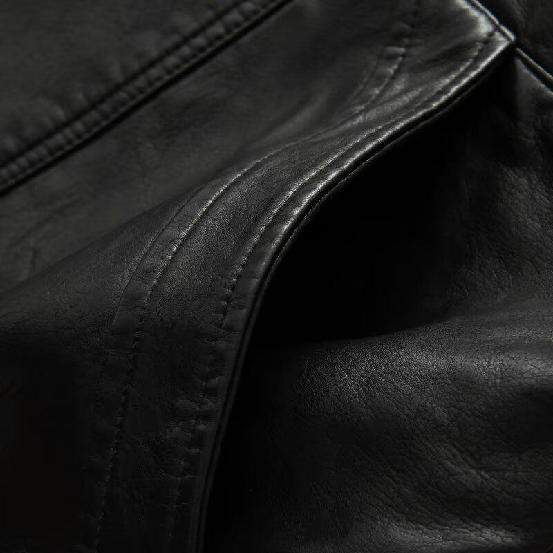 European & American Style Women's PU Leather Three-Button Jacket with Turn-Down Collar