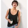 Linen French Style UK Spaghetti Strap Cotton Top Cami Sexy White U Collar Thread Export Brown