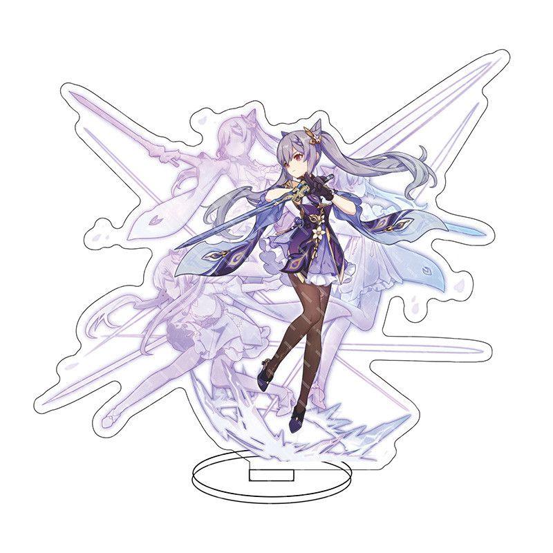 Barbatos Genshin Impact Keqing Barbara Acrylic Figure Stand Decoration Display