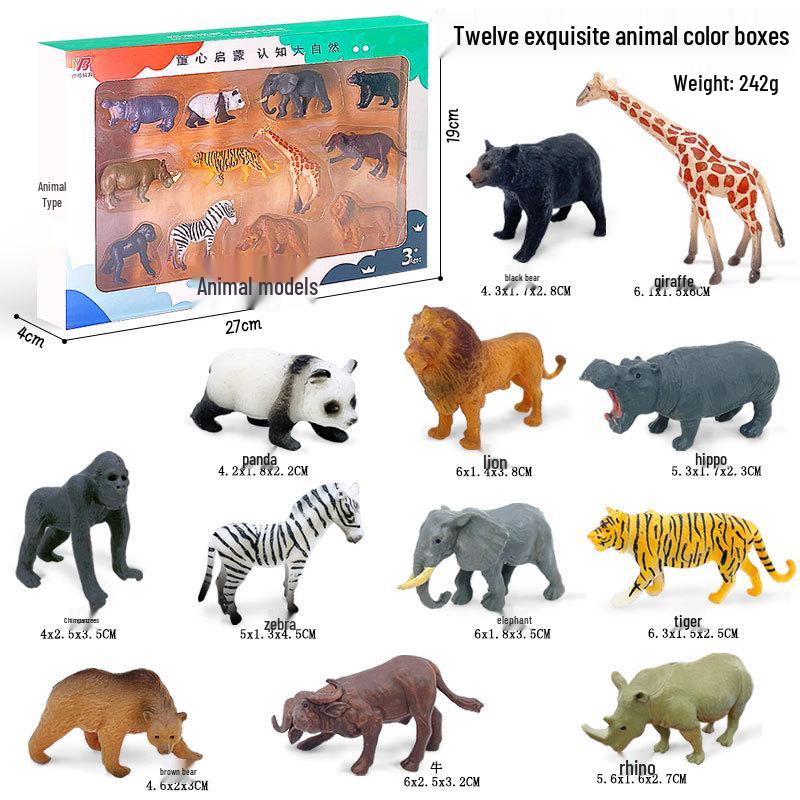 "1-9 inch Plastic Animal & Dinosaur Model Toy Set"