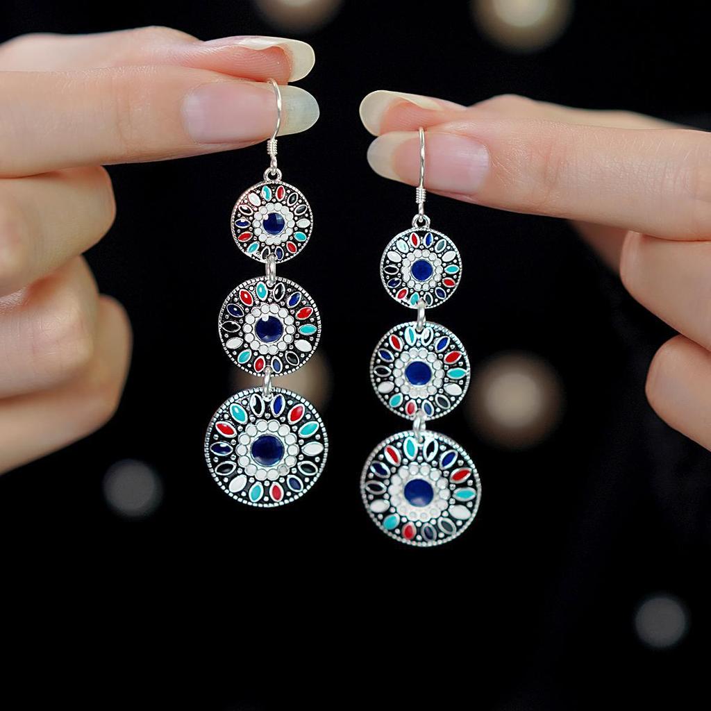 Vintage Ethnic Tassel Earrings with Birdcage and Pearl Accents