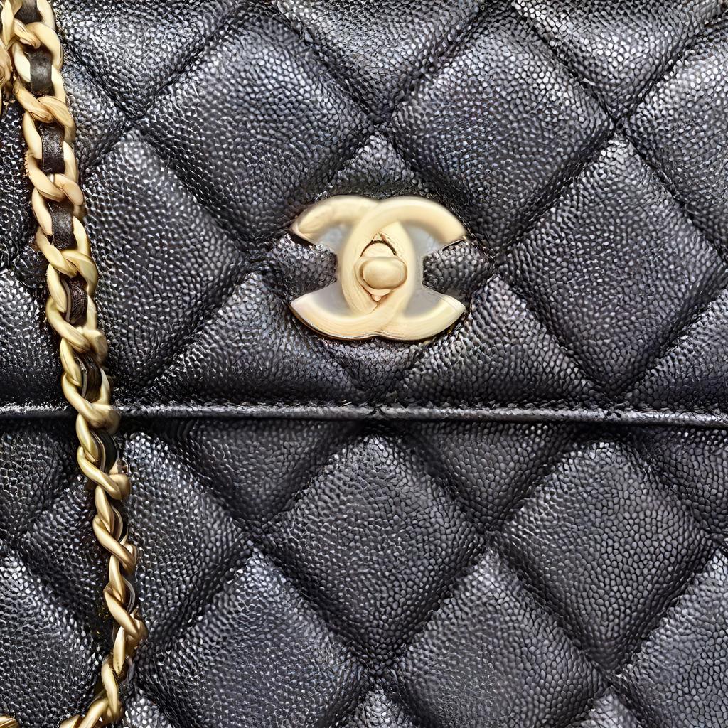 Chanel Grain Embossed Calfskin Flap Bag, Shoulder Bag, Crossbody Bag Mini Women's Black AS4152-B13282-94305