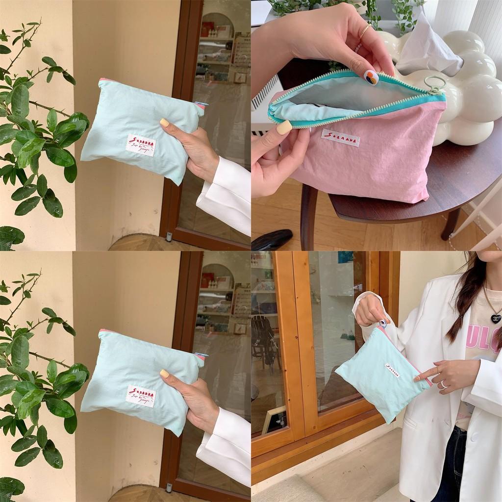 Korean Small Designer Ice Cream Color Makeup Bag Letter Handbag For Daily Use