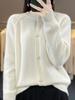 2023 Fall/Winter Women's Wool Cardigan: Stylish Round Neck, Loose Fit, Versatile Knitwear, Long Sleeve Sweater