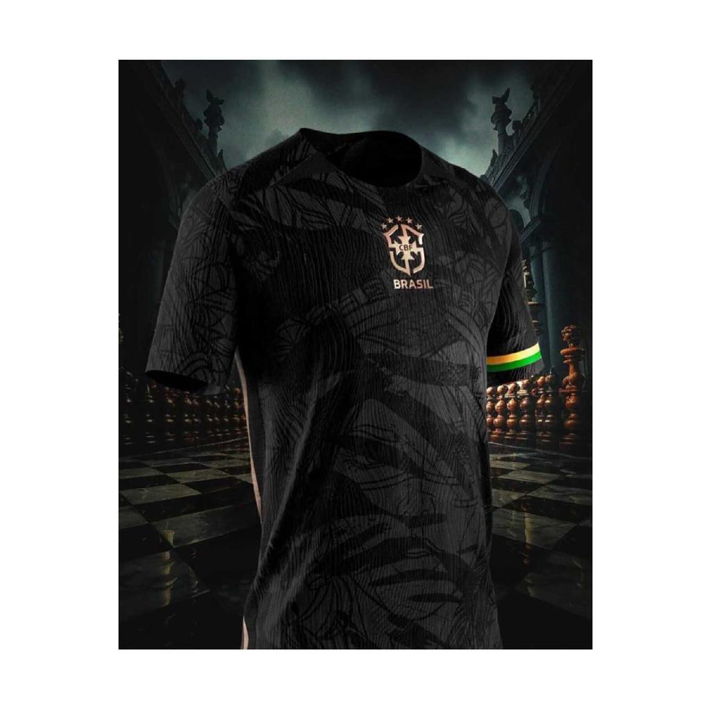Brazil Black Custom Design Black Football Jersey No Name The Prince