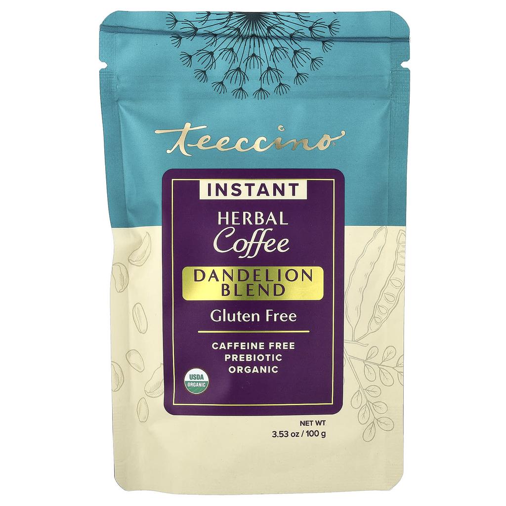 Teeccino, Instant Herbal Coffee, Dandelion Blend, Caffeine Free, 100g (3.53oz)