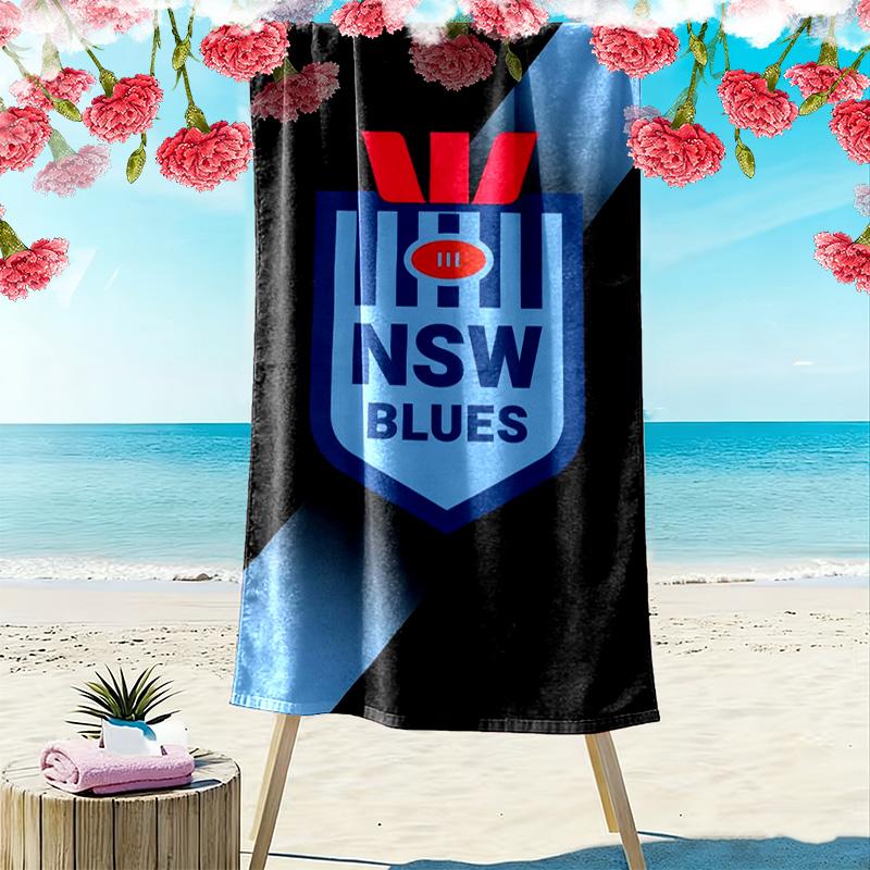 New Blues Print Beach Towel, Large Soft Quick Dry Towel for Beach Camping Swimming