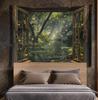 1 Stück magisches Glühwürmchen-Wandteppich, Fenster Fluss Wald 2D-Druck Dekor, Polyester-Material, Ganzjährig für Schlafzimmer & Wohnzimmer Wand
