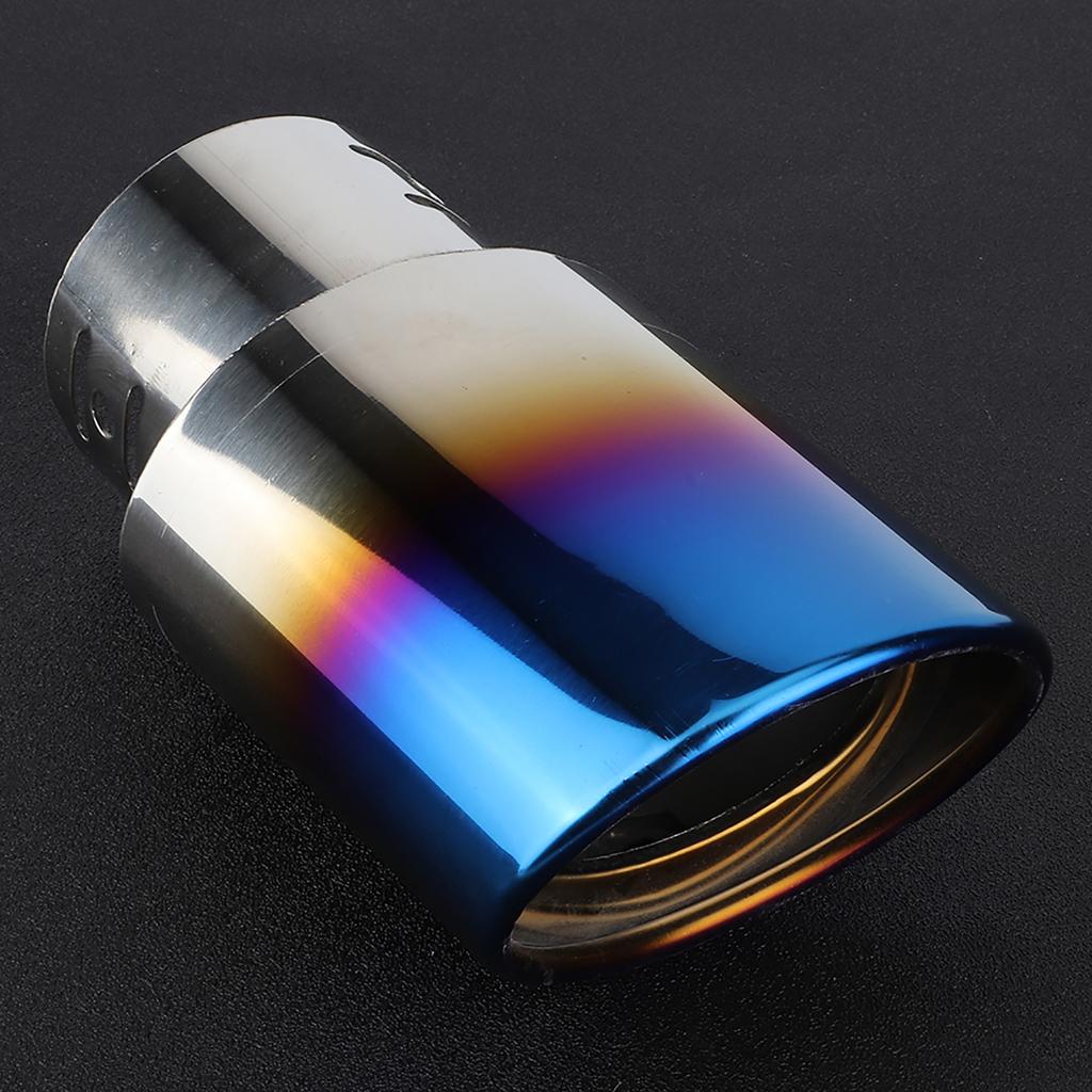 Stainless Steel Car Modified Exhaust Tip Muffler Pipe Rear Tail Throat Titanium Blue 62mm   2.4in