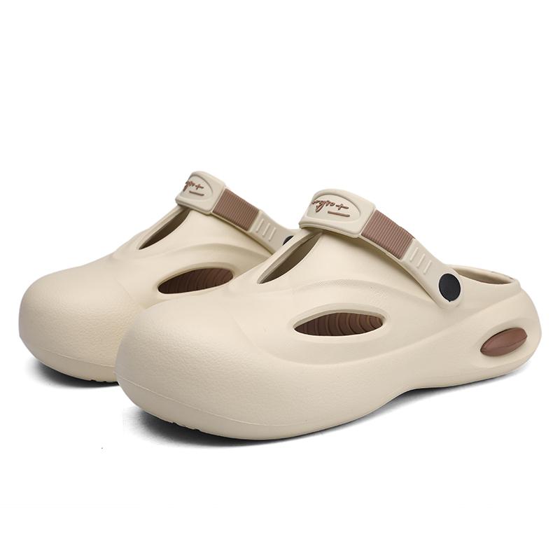 

38-45 Мужские Большие Размеры Простые и Модные Тапочки Для Дома Носок Уличная Пляжная Обувь Перфорированная Обувь 44/45 бежевый