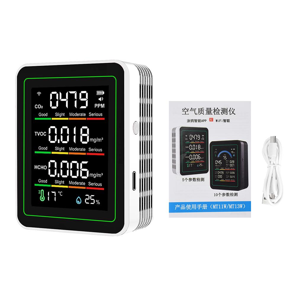 Graffiti WIFI 5-in-1 Formaldehyde Monitor Large Color Screen TVOC Temperature and Humidity Air Quality Monitor