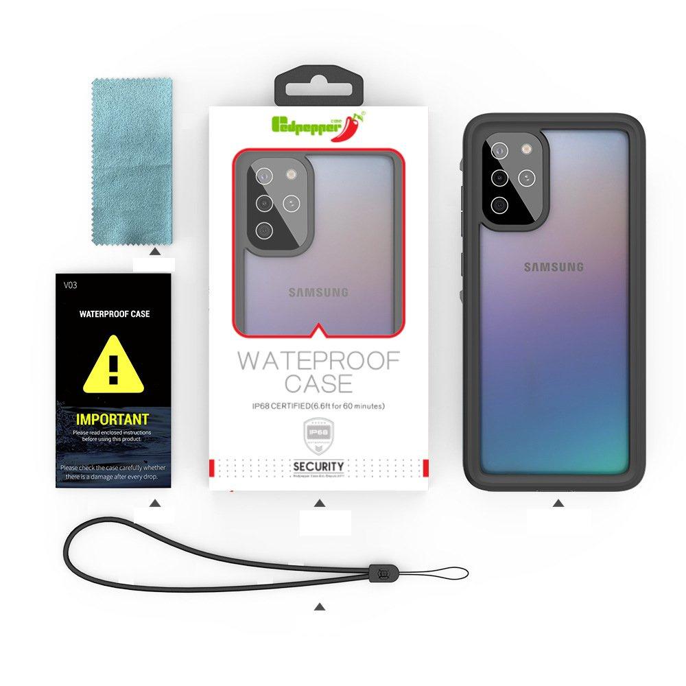 IP68 Waterproof Case for Samsung Galaxy S20 Plus, Redpepper, Black