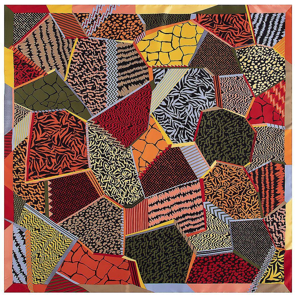 

130cm Silk Scarf Women Geometric Diamond Print Stoles Square Scarves Wraps Large Bandana Kerchief Hijabs Female Silk Foulards 130x130cm