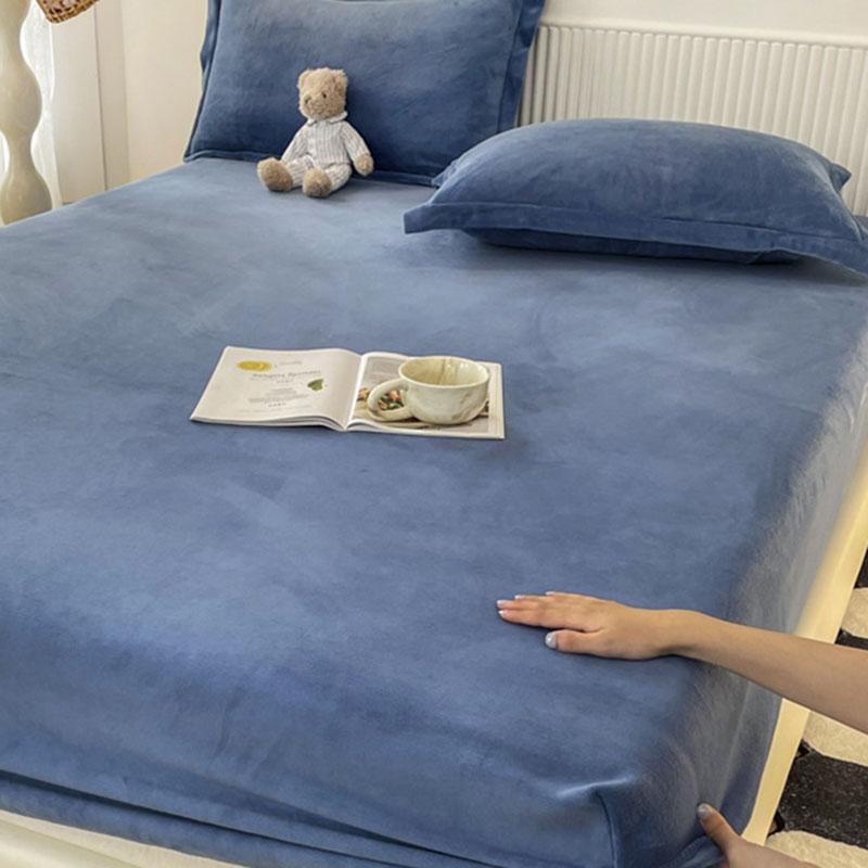 

Зимняя простыня на резинке из молочного бархата Однотонная Толстая Короткий плюш Защитный чехол на матрас Кровать размера Квин/Кинг Покрывало для студенческого общежития 90x200cm Only Cover