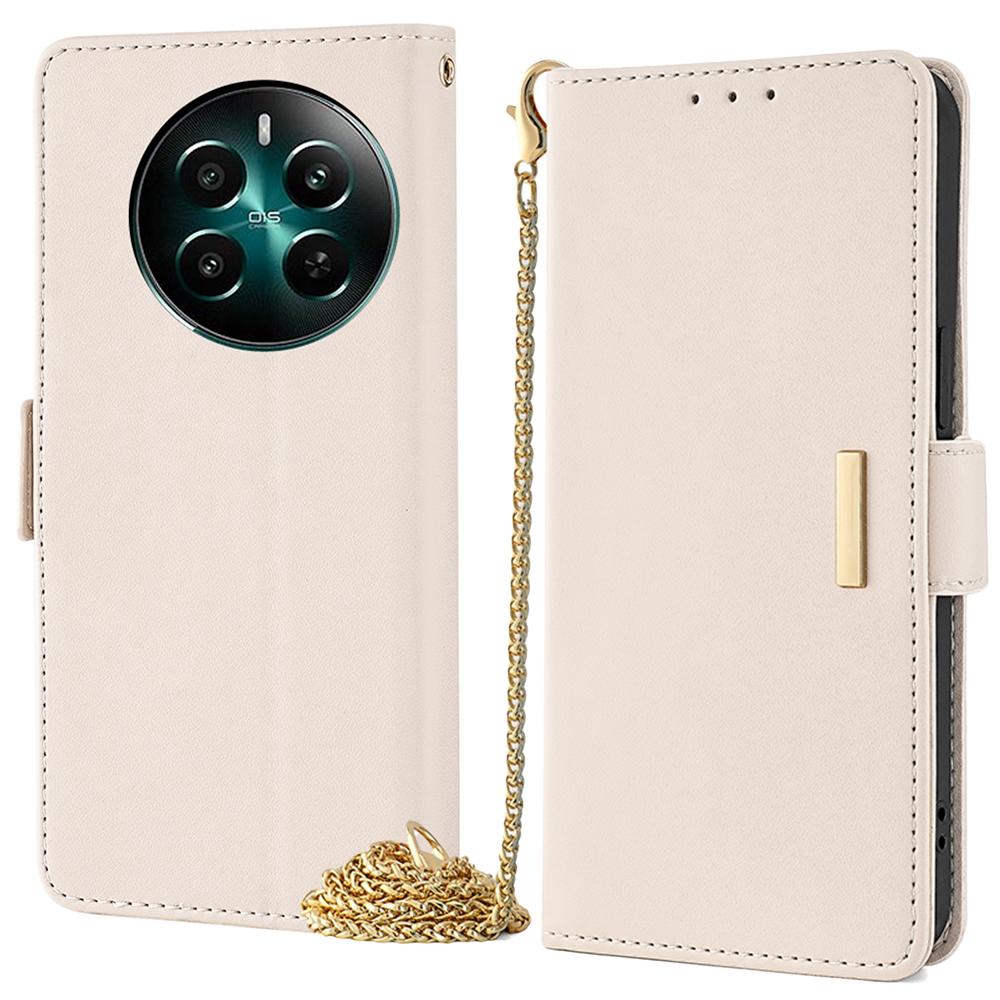 

For Realme 12 4G/12+ 5G Leather Case RFID Blocking Wallet Phone Cover with Magnetic Clasp White