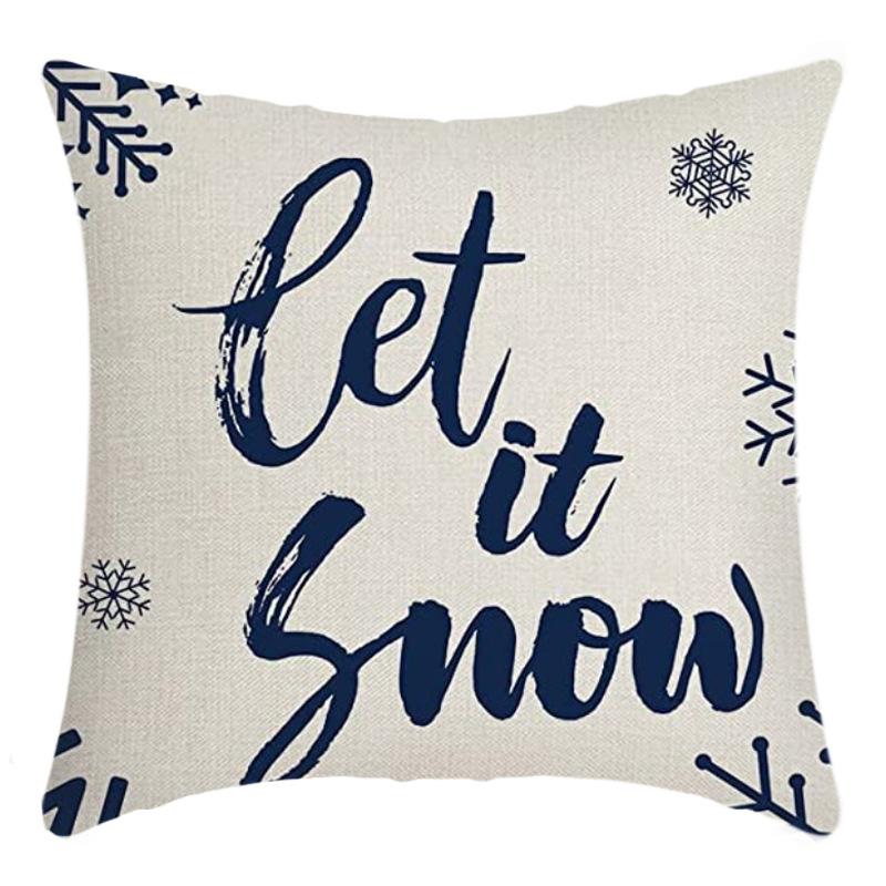 New Christmas Pillowcase Linen Digital Printed Short Plush Christmas Pillowcase Cushion Cover