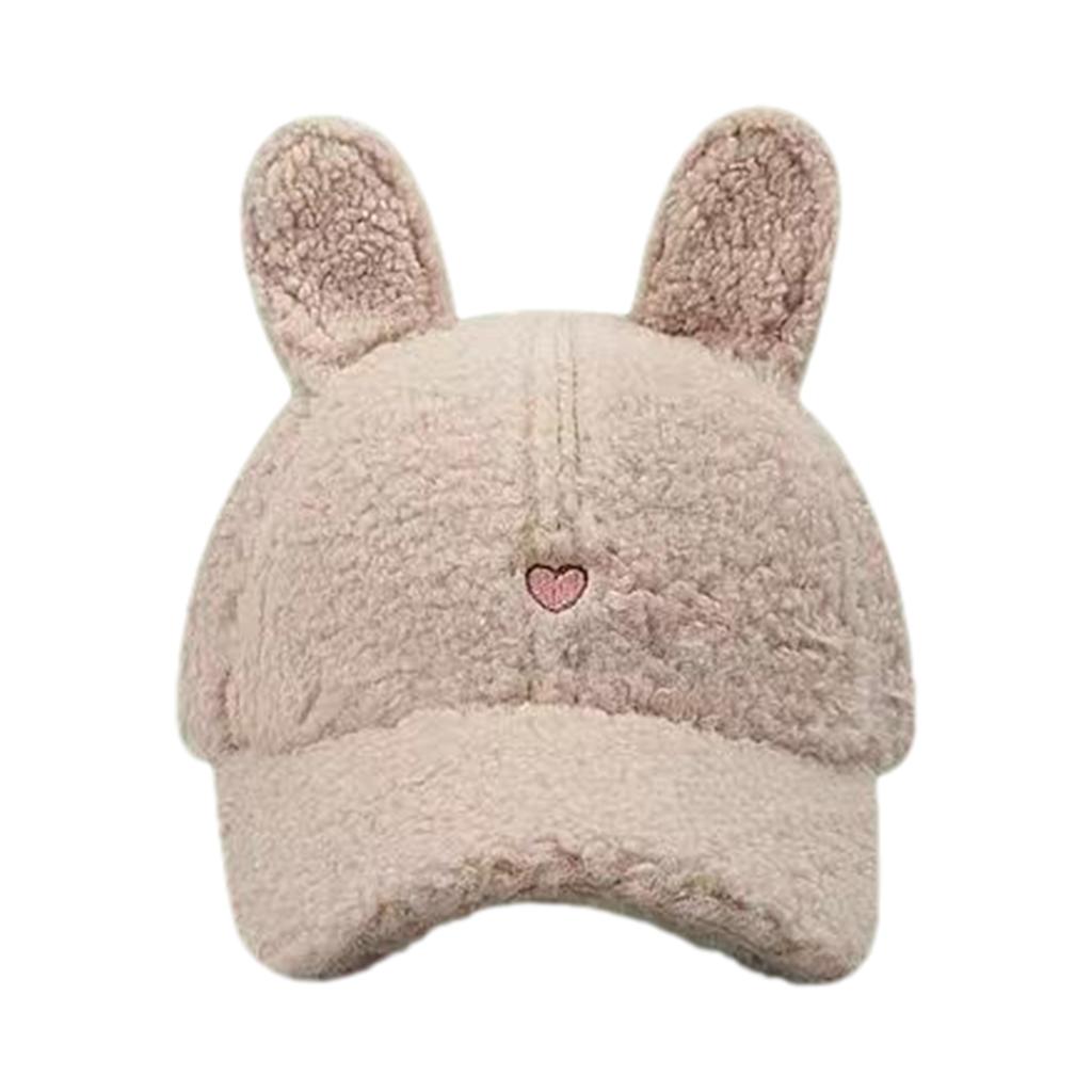 Rabbit Ear Plush Baseball Cap for Teens Girl Autumn Winter Berber Fleece Baseball Hat Fashionable Peaked Hat for Women