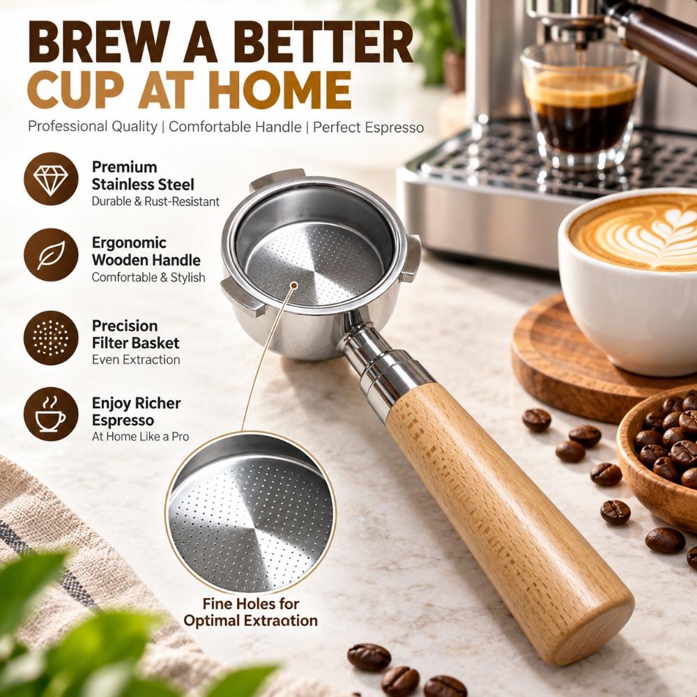 Fine Hole Filter Coffee Machine Portafilter for DeLonghi Espresso Brewing