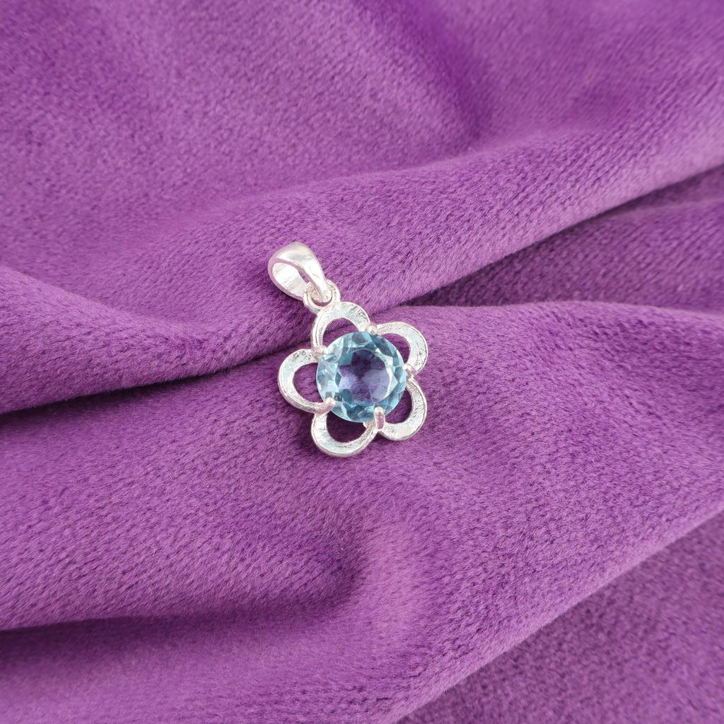 Sky Blue Topaz Gemstone Pendant, Handmade Gorgeous Jewelry, 925 Solid Sterling Silver Jewelry, Everyday Pendant For Wedding Gift