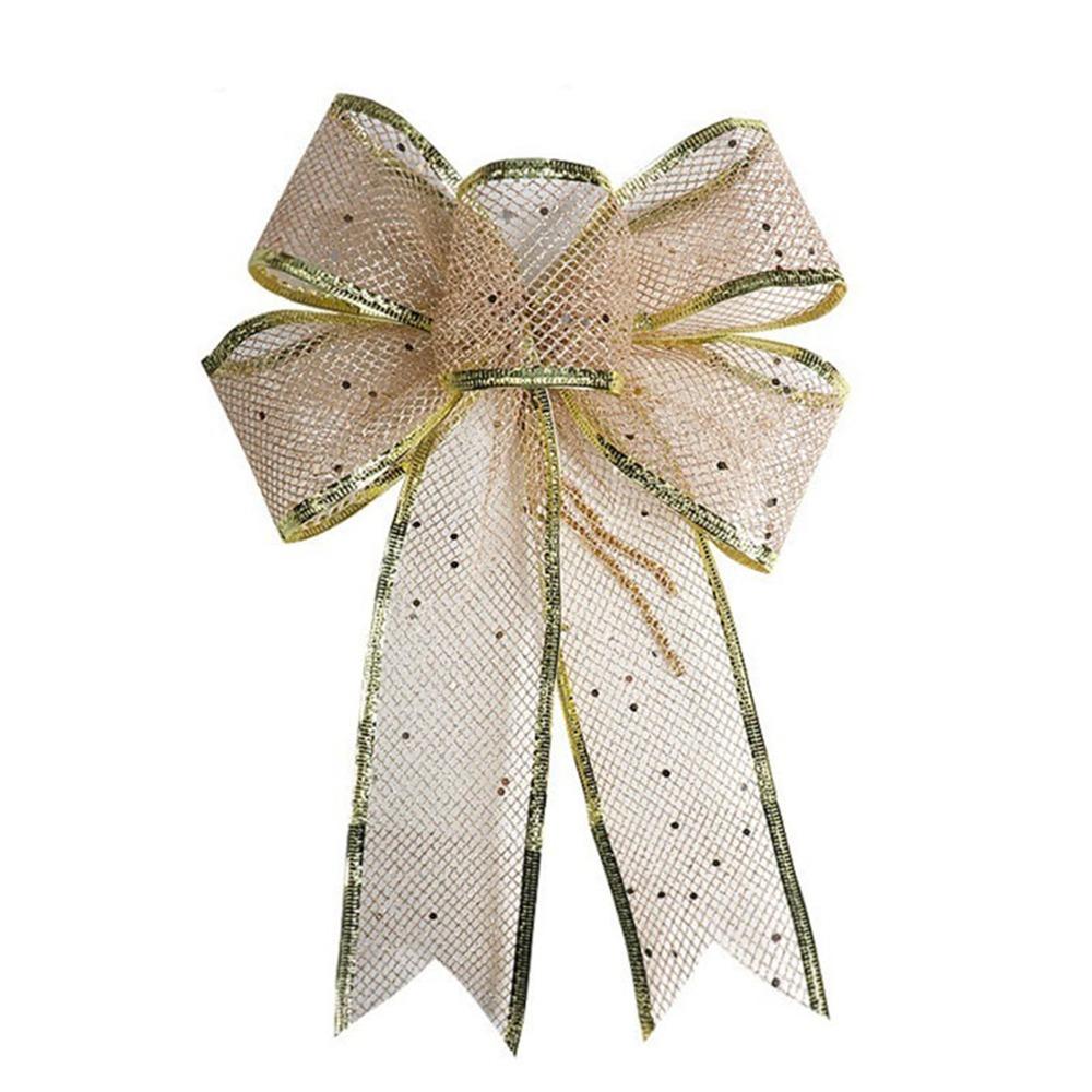 5Pcs Creative Polyester Christmas Sequins Bows Handmade Finished Bowknot Hanging Ornament DIY Christmas Tree Ornaments Wedding