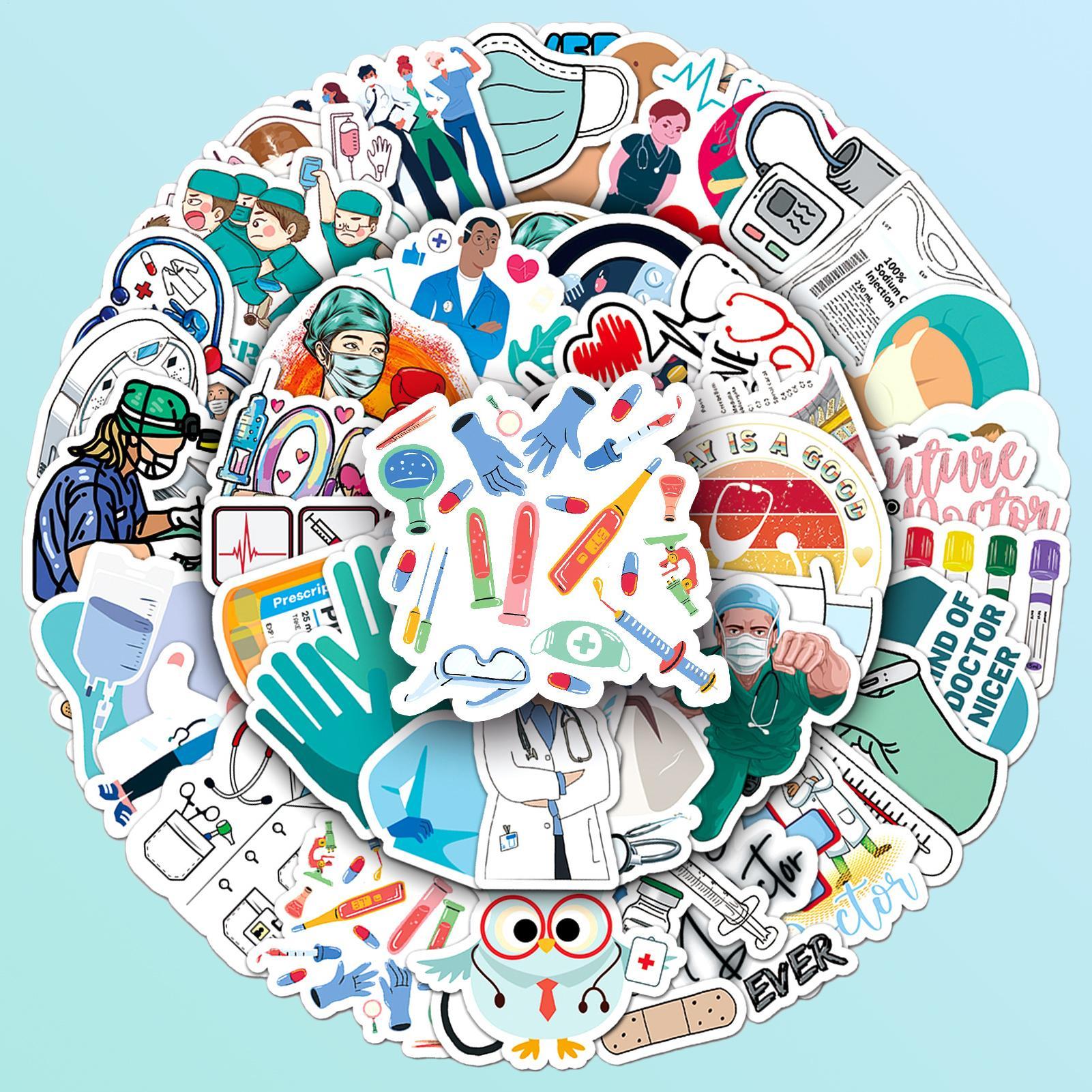 50pcs New Model Doctor Nurse Graffiti Stickers International Nurses  Day Decals Kid Toy Decoration Tool For Luggage, Computer China Mainland