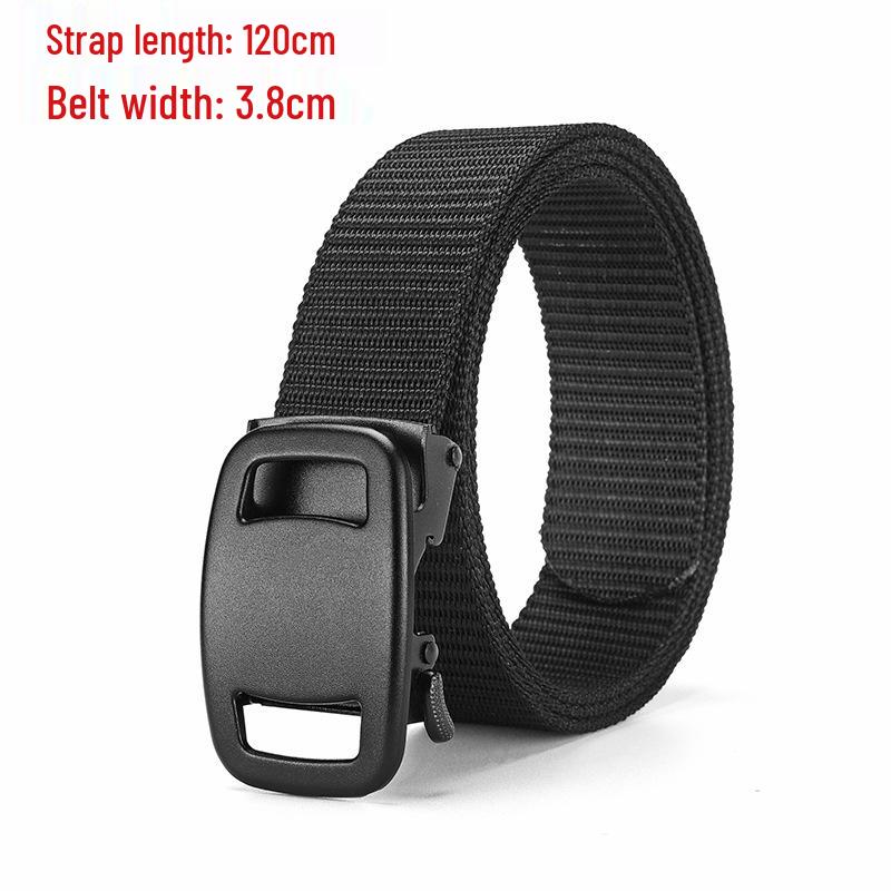 Men's Tactical Canvas & Nylon Woven Belt with Leather Trim - Elastic and High-End Accessory