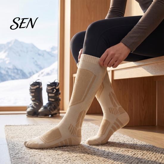 Thermal Snow Socks for Outdoor Activities Cotton Ski Women, Compression Snowboard Socks, Thickened Warm Winter Sports Breathable Anti-Slip Skiing and