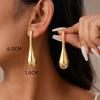 Hyperbole Long Water Droplet Flower Wing Round Wave Square Shell Golden Pendant Earrings for Women CCB Smooth Creative Jewelry