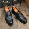 Fashion Luxury Brand Leather Shoes Brown Black Slip On Lattice Pattern Men's Casual Shoes Wedding Office Banquet Casual Loafers for Men
